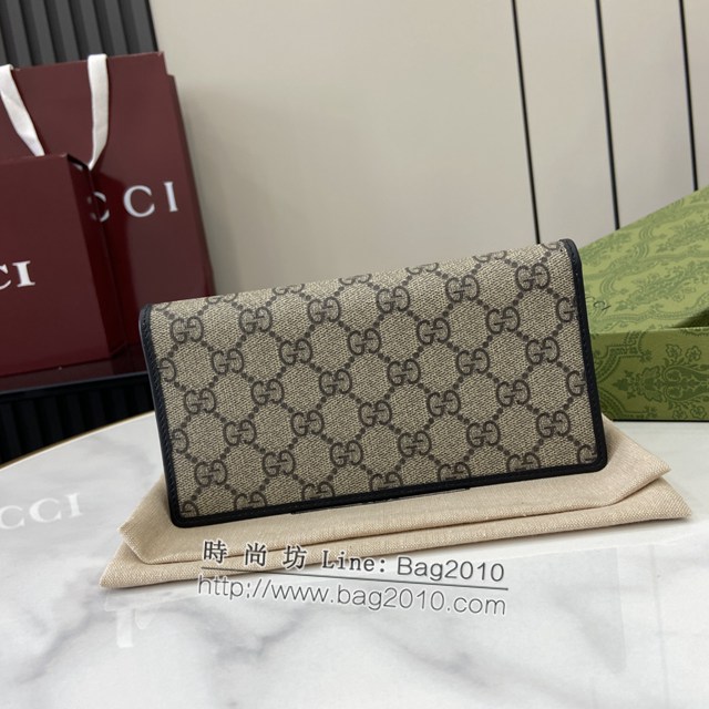 Gucci專櫃古馳最新款Emblem系列翻蓋長夾錢包 jh2403型號：821802